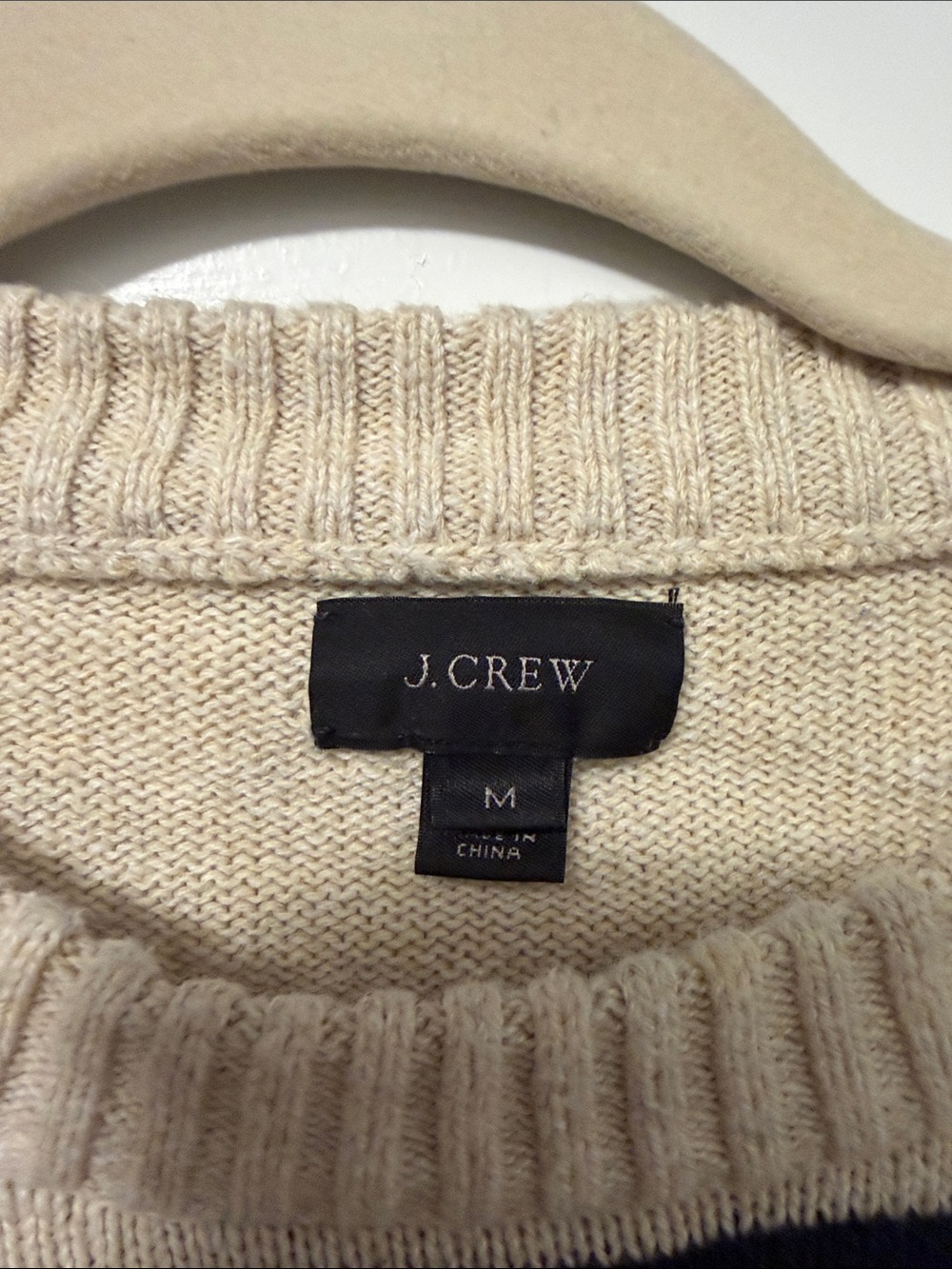 J. Crew Cream and Navy Striped Crewneck Sweater - Picture 2 of 4